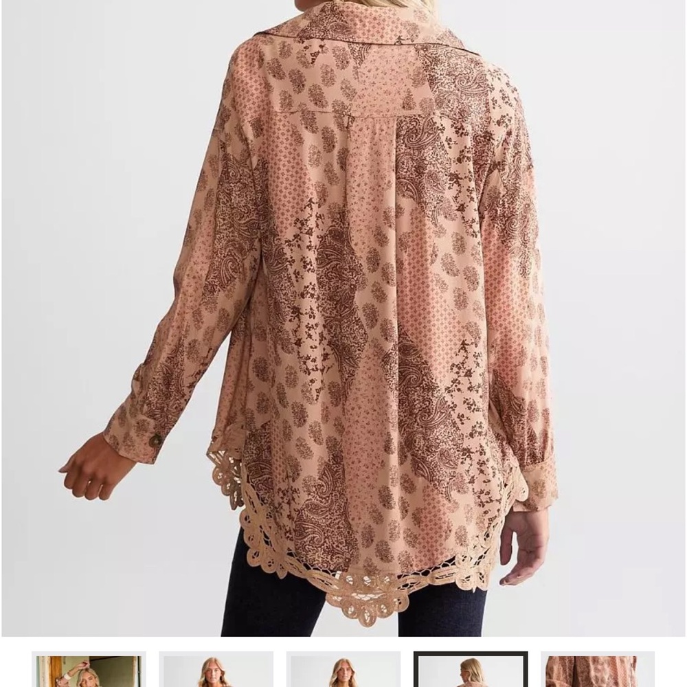 Gimmicks Boho Pink Patterned Button-Up Shirt NWT - image 4